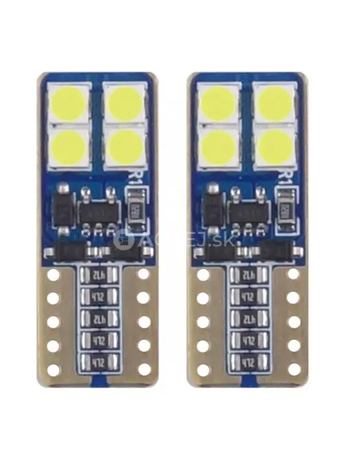LED žiarovky CANBUS 8SMD 2835 T10e (W5W) White 12V/24V