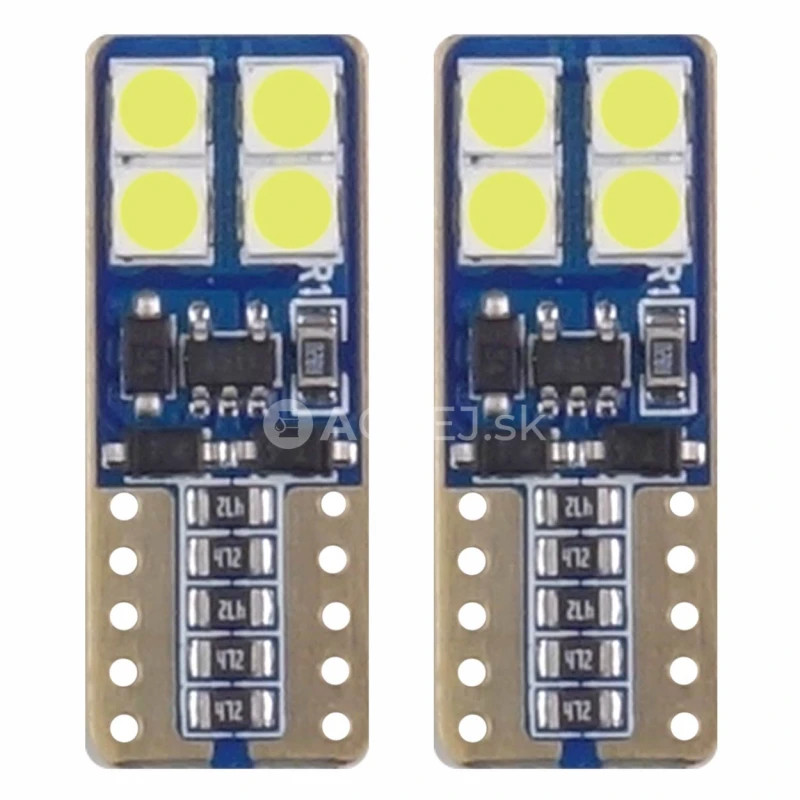 LED žiarovky CANBUS 8SMD 2835 T10e (W5W) White 12V/24V