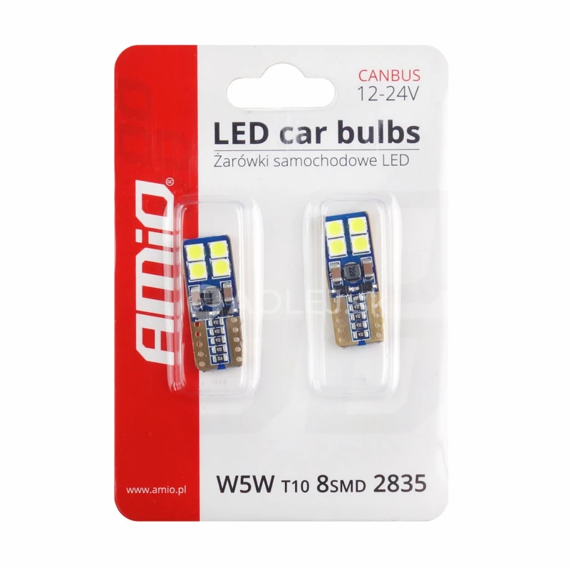 LED žiarovky CANBUS 8SMD 2835 T10e (W5W) White 12V/24V