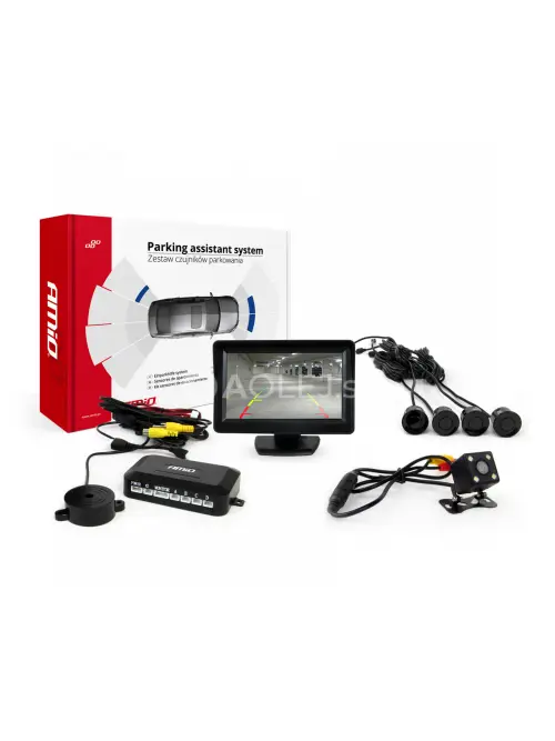 Parkovací asistent TFT01 4,3` s kamerou CAM-315 LED, 4-senzorové čierne