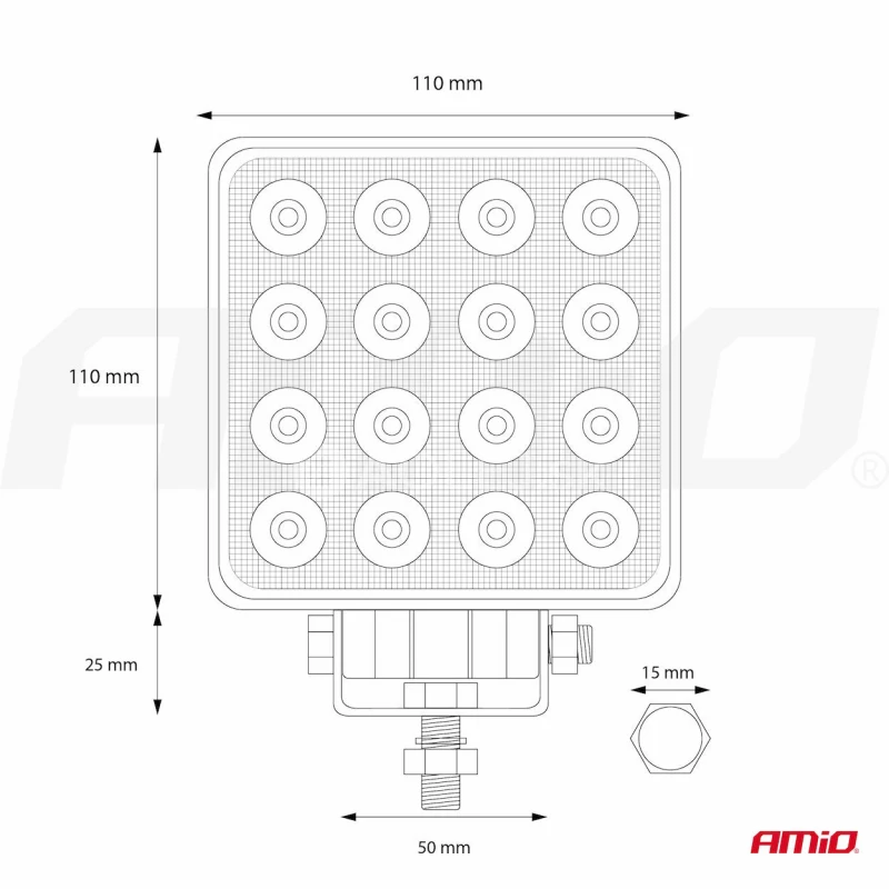 Pracovné LED svetlo 16x LED AWL05 EMC 108x108 48W FLAT 9-60V