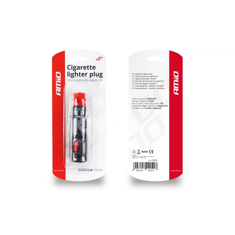 Zástrčka autozapaľovača s vypínačom EURO/DIN 12/24V