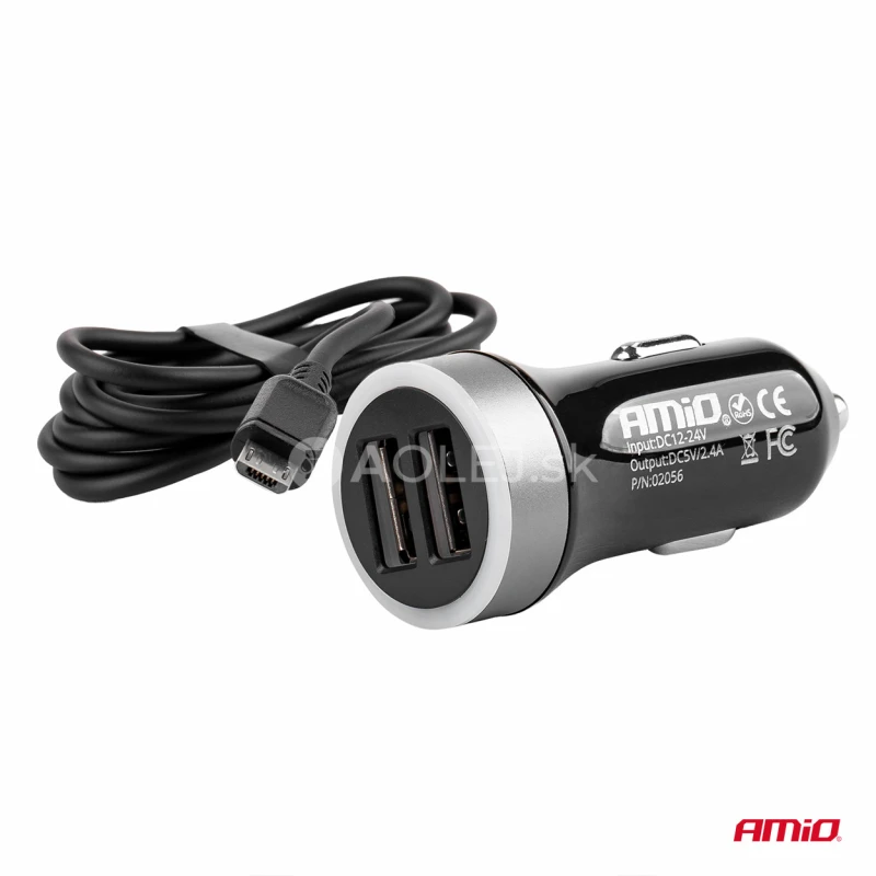 Nabíjačka do auta 12/24V Micro + 2x USB 2.4A PCH PRO-01