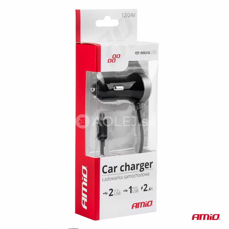 Nabíjačka do auta 12/24V Micro + 2x USB 2.4A PCH PRO-01