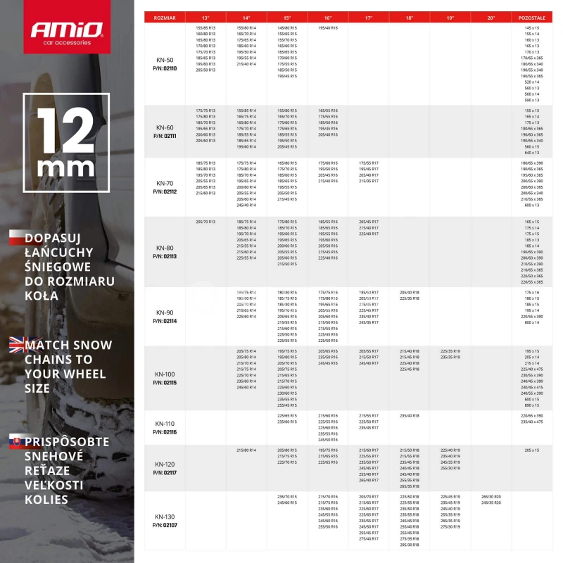 Snehov&eacute; reťaze &Ouml;-Norm 12mm KN-100