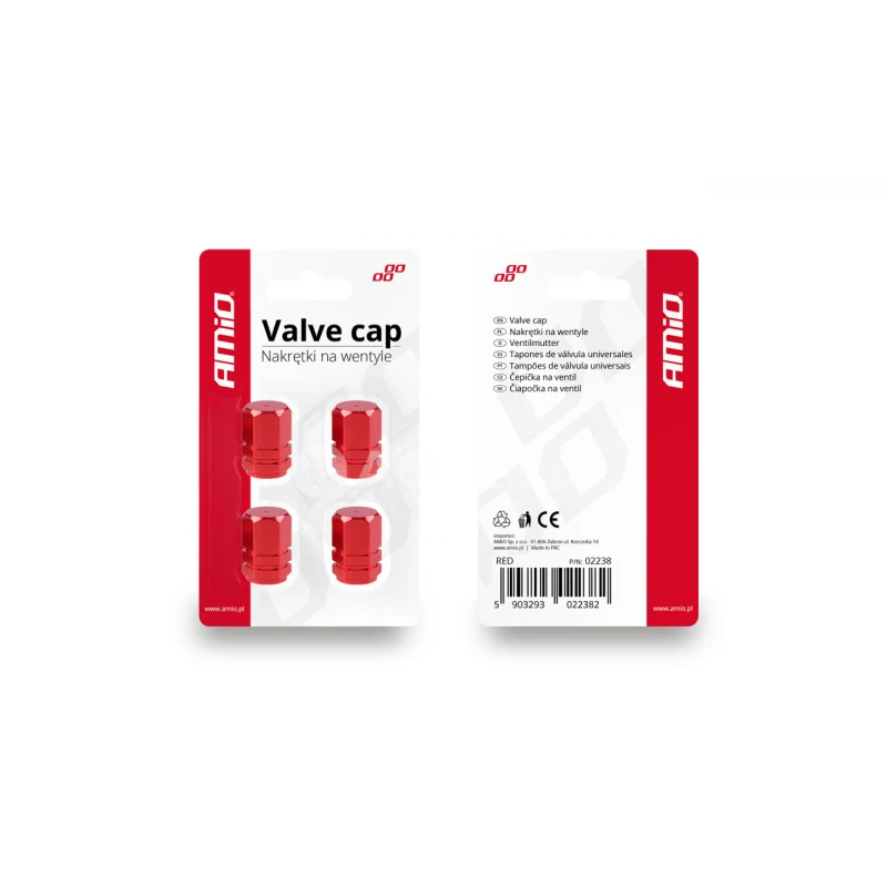 Hliníkové krytky na ventil červené 4 ks