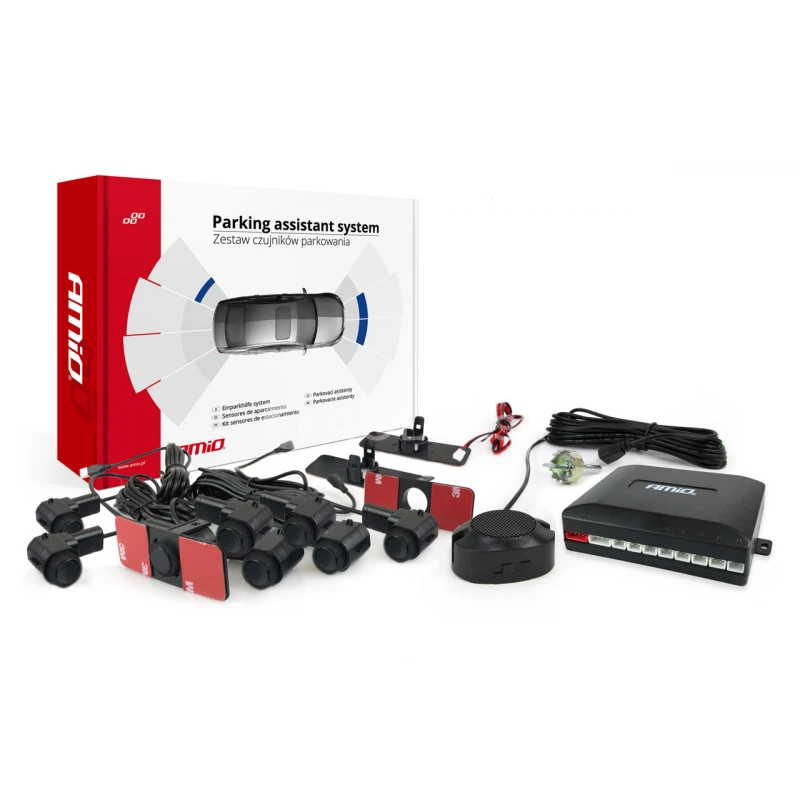 Parkovací asistent so zvukovým signalizátorom/bzučiak 8-senzorové čierne vnútorné 16,5mm