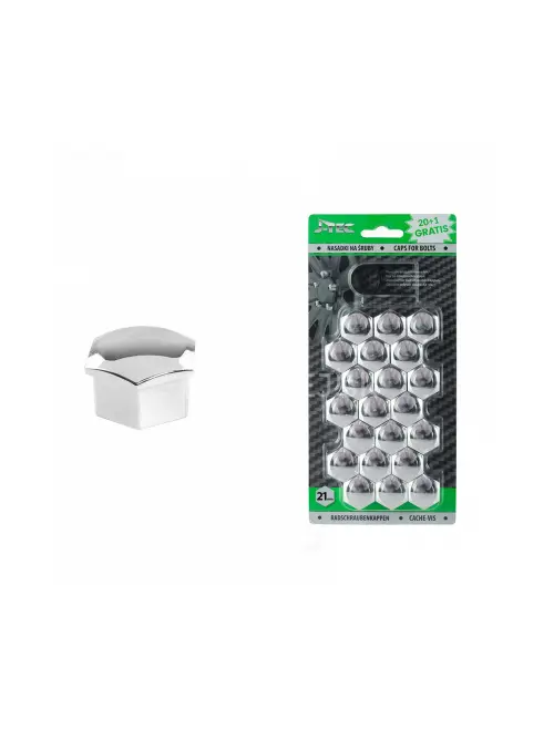 Sada krytiek pre skrutky kolies 21mm – chromové