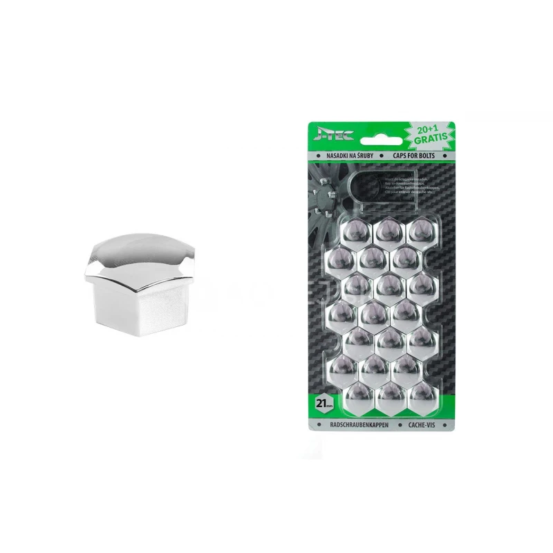 Sada krytiek pre skrutky kolies 21mm – chromové