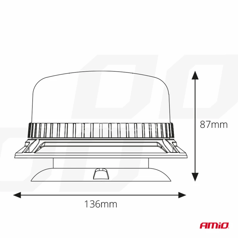 Výstražný maják W03M magnetický R65 R10 36LED 12 / 24V IP56