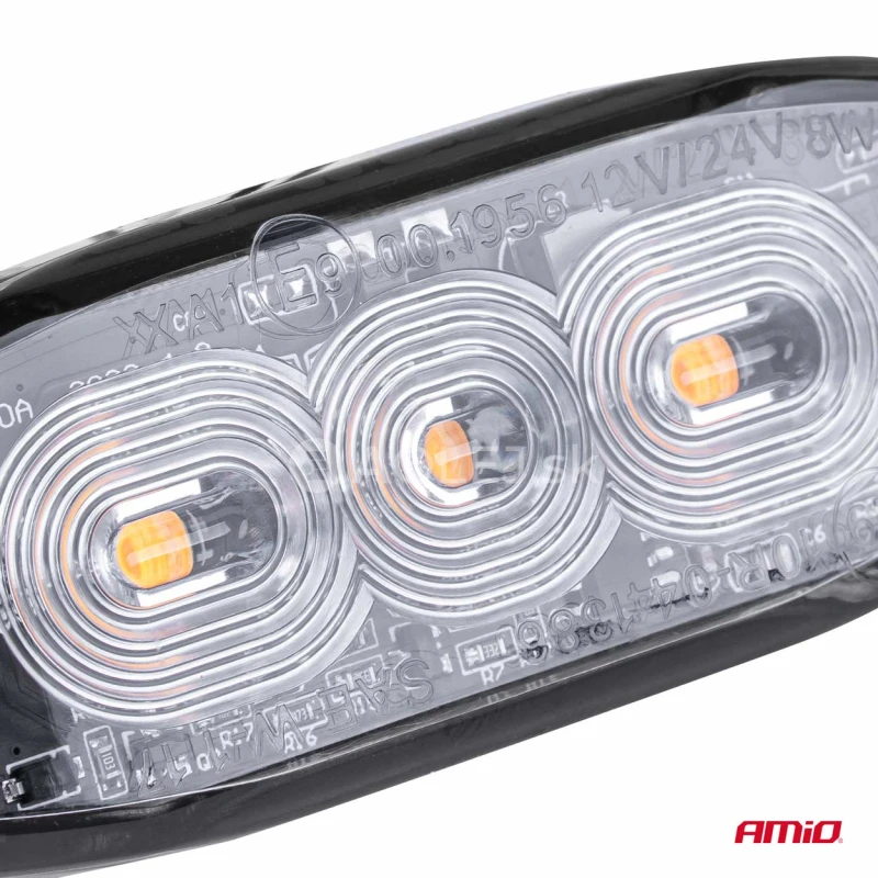 Výstražné osvetlenie oranžové 3x3W LED R65 R10 12/24V IP67