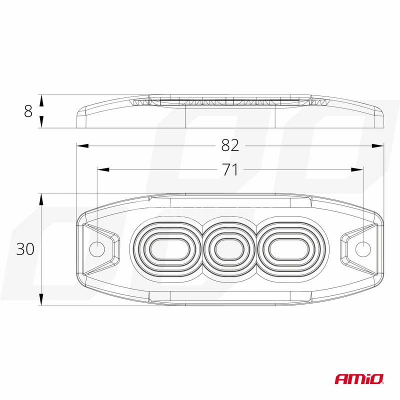 Výstražné osvetlenie oranžové 3x3W LED R65 R10 12/24V IP67