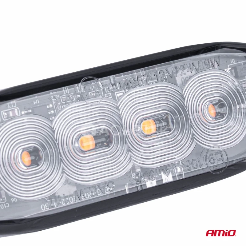 Výstražné osvetlenie oranžové 4x3W LED R65 R10 12/24V IP67