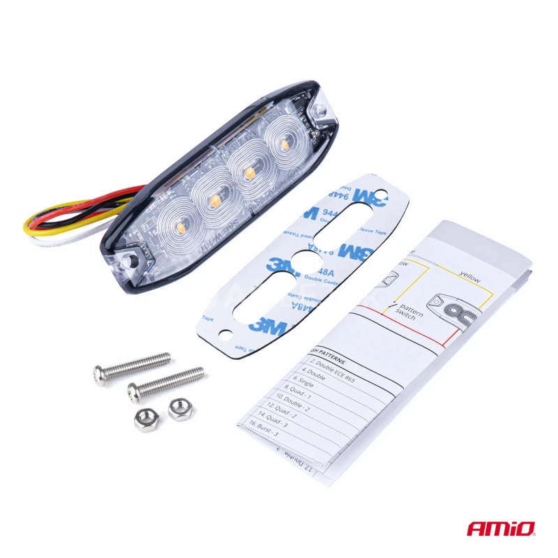 Výstražné osvetlenie oranžové 4x3W LED R65 R10 12/24V IP67