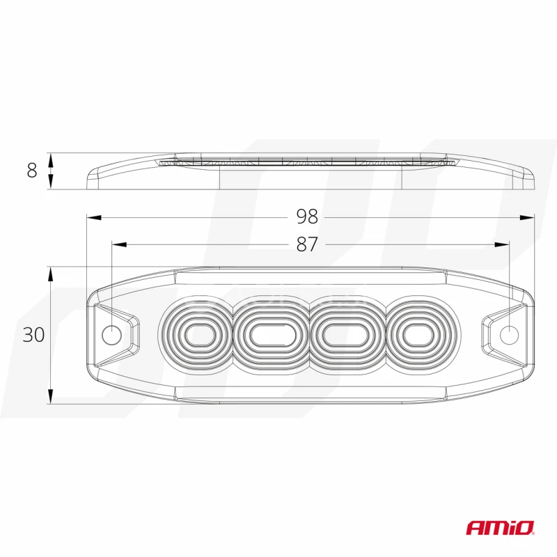 Výstražné osvetlenie oranžové 4x3W LED R65 R10 12/24V IP67