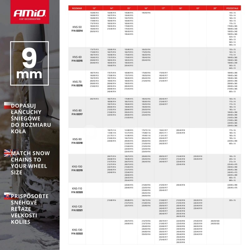 Snehov&eacute; reťaze &Ouml;-Norm 9mm + NYLON BAG KN60