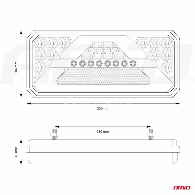 Svetlo zadné združené LED dynamické PRAVÉ RCL-02-R