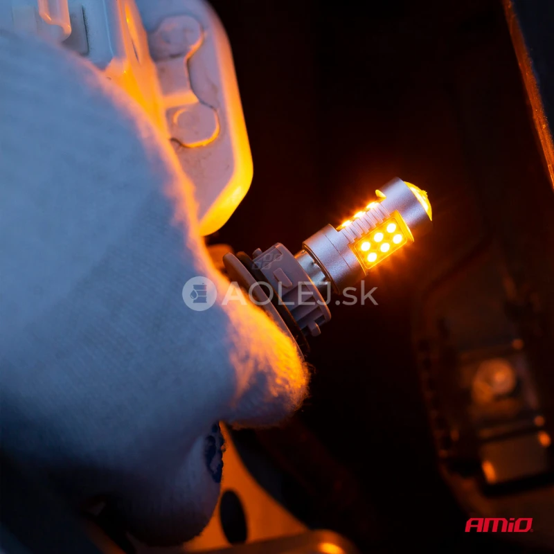 LED žiarovky CANBUS 3030 24SMD T20 7440 WY21W Oranžov&aacute; 12V/24V