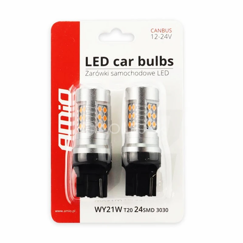 LED žiarovky CANBUS 3030 24SMD T20 7440 WY21W Oranžov&aacute; 12V/24V