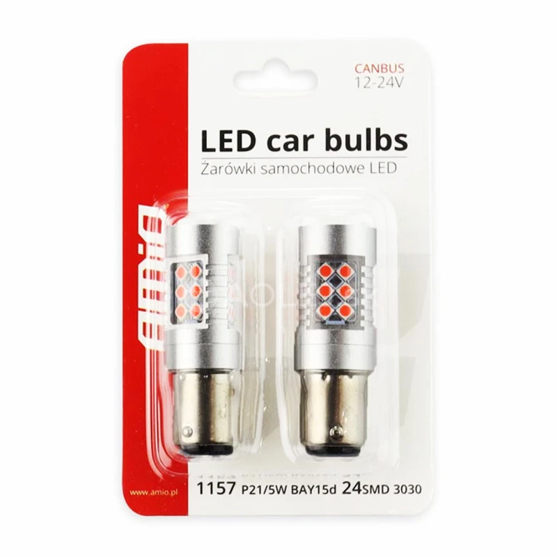 LED žiarovky CANBUS 3030 24SMD 1157 BAY15D PR21/5W Red 12V/24V