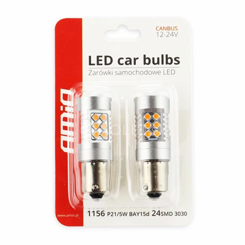 LED žiarovky CANBUS 3030 24SMD 1156 BAU15S PY21W Oranžov&aacute; 12V/24V