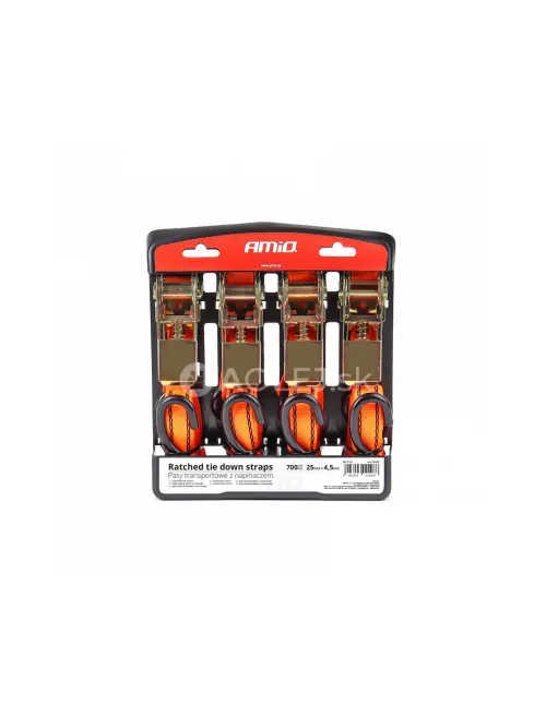 Upínacie pásy s račňou 700kg 25mm 4,5m 4ks BELT-03