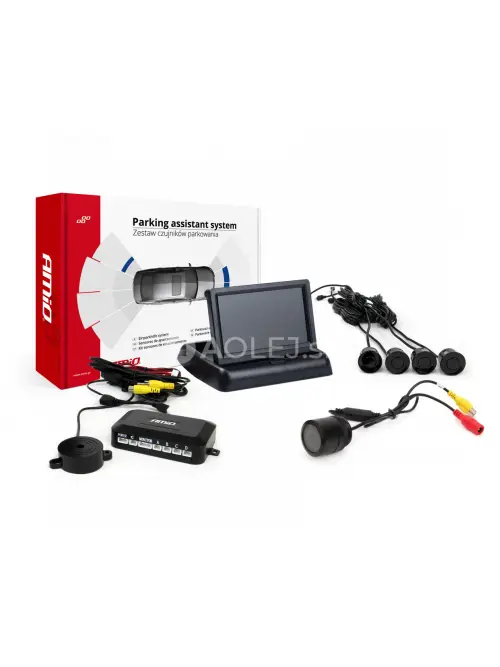 Parkovací asistent TFT02 4,3” s kamerou HD-301 IR, 4-senzorové, čierne