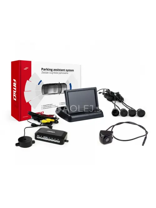 Parkovací asistent TFT02 4,3” s kamerou HD-310-LED 4-senzorové, čierne