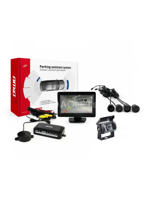 Parkovací asistent TFT01 4,3” s kamerou HD-501-IR 4-senzorové, čierne