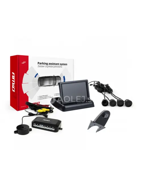 Parkovací asistent TFT02 4,3” s kamerou HD-502-IR 4-senzorové, čierne