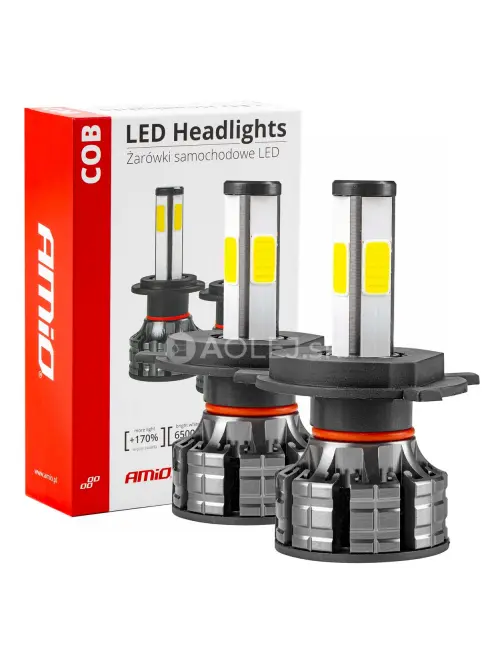 LED žiarovky hlavn&eacute;ho svietenia H4 COB 4Side AMiO