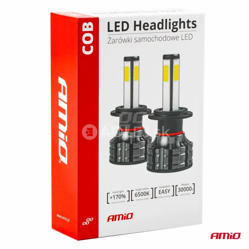 LED žiarovky hlavn&eacute;ho svietenia H4 COB 4Side AMiO