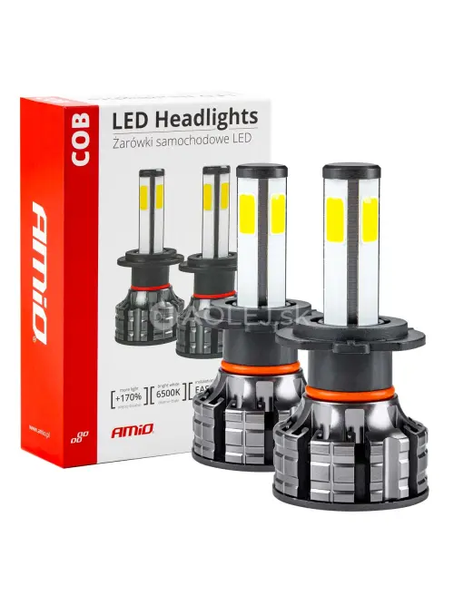 LED žiarovky hlavn&eacute;ho svietenia H7 COB 4Side AMiO