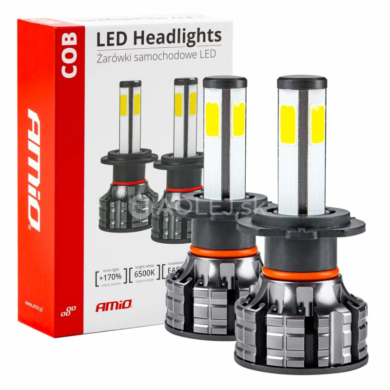 LED žiarovky hlavn&eacute;ho svietenia H7 COB 4Side AMiO