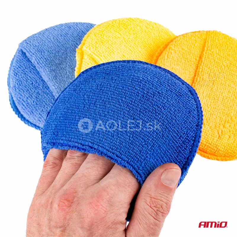 Sada okr&uacute;hlych le&scaron;tidiel z mikrovl&aacute;kna s vreckom na prsty 4x125 mm