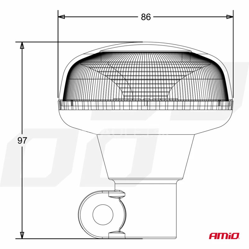 Výstražný maják W21p na tyč R65 R10 18LED 12/24V IP56