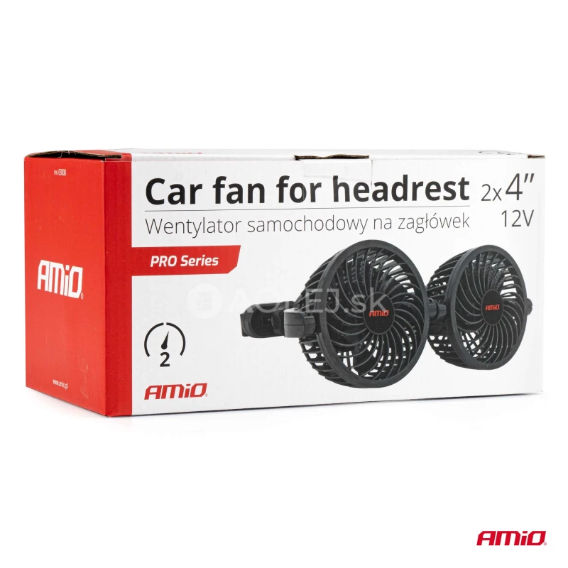 Ventilátor do auta pre opierku hlavy 2x4