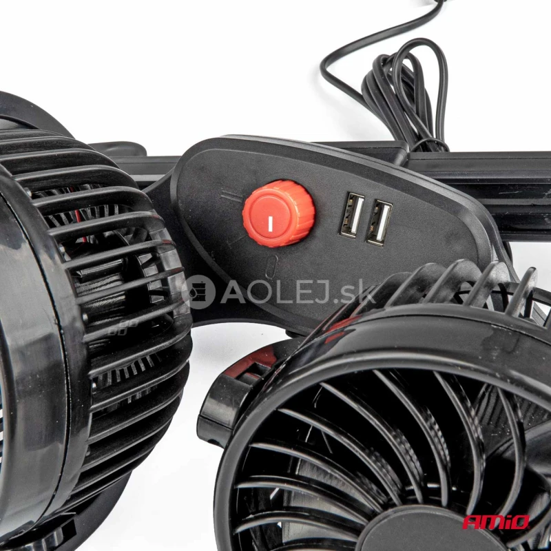 Ventilátor do auta pre opierku hlavy s USB nabíjačkou 2x4