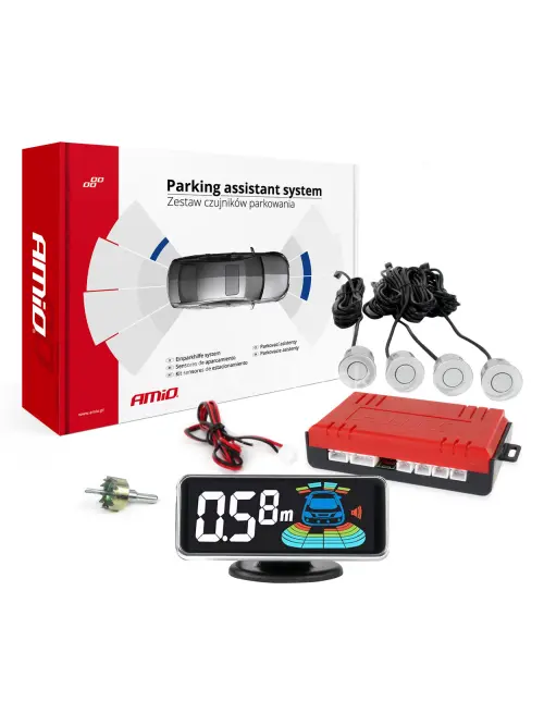 Parkovac&iacute; asistent LED-GRAF 3D 4-senzorov&eacute; strieborn&eacute;