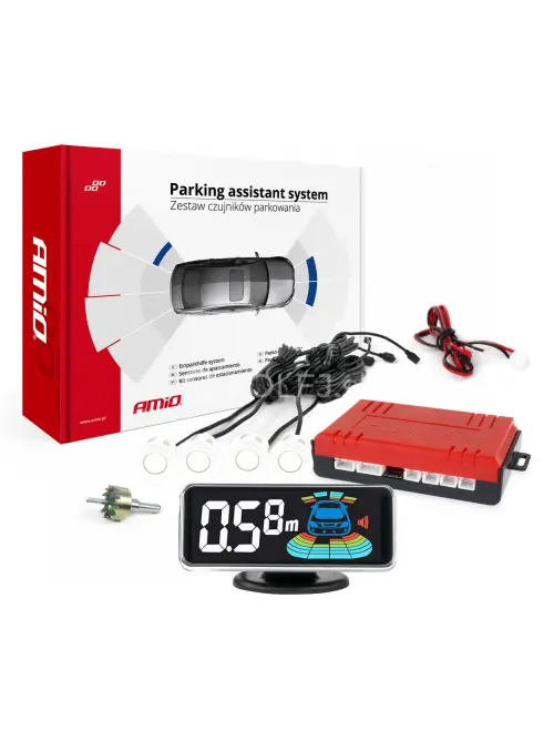 Parkovací asistent LED-GRAF 3D 4-senzorové bielé