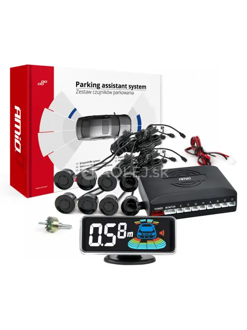 Parkovací asistent LED-GRAF 3D 8-senzorové čierne