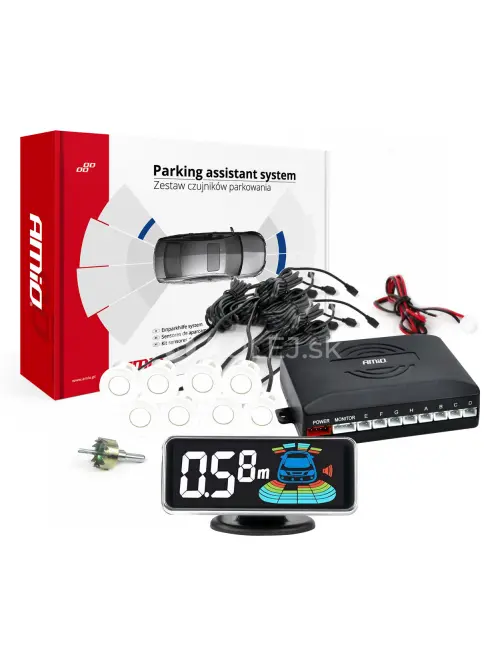 Parkovací asistent LED-GRAF 3D 8-senzorový biely