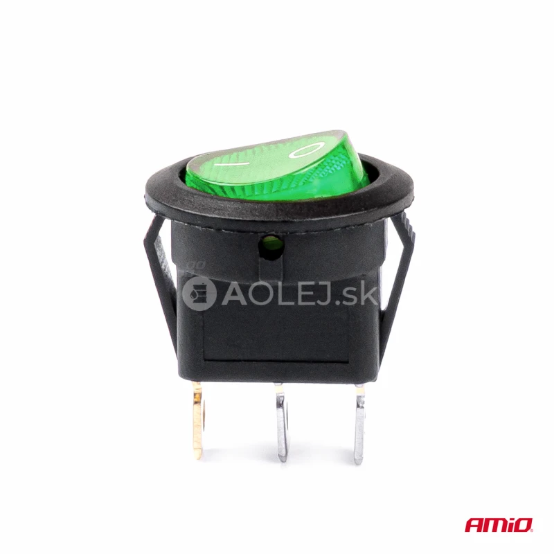 Prepínač kolískový okrúhly s zeleným podsvietením