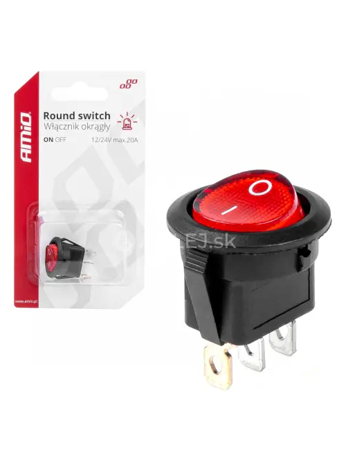 Prepínač kolískový okrúhly s červeným podsvietením