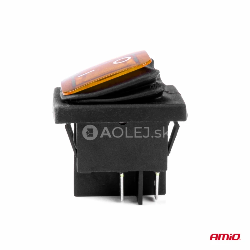 Obdĺžnikový prepínač kolískový s žltým svetlom