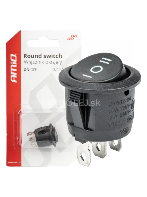 Prepínač kolískový okrúhly 12/230V – BU03