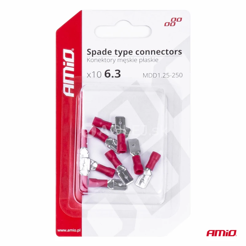 Sada elektrických konektorov 6.3mm 0.5-1.5mm2 10A 10 ks