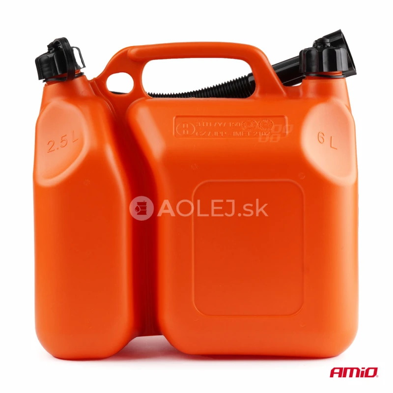 Kanister na benz&iacute;n dvojkomorov&yacute; plastov&yacute; 6L + 2,5L AMIO-03208