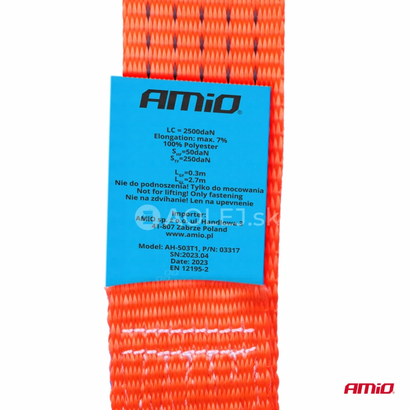 Upínací popruh na koleso 3-bodový s račňou 5000kg 50mm 3m