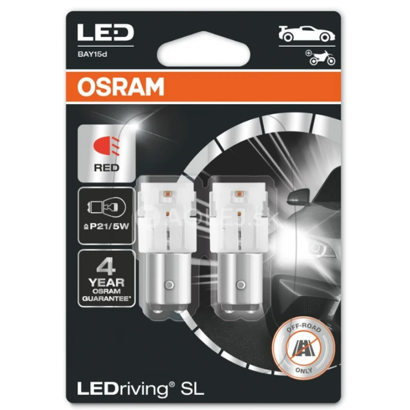 Osram P21/5W 12V 1,7W BAY15d LEDriving SL (červen&aacute;) - blister 2ks